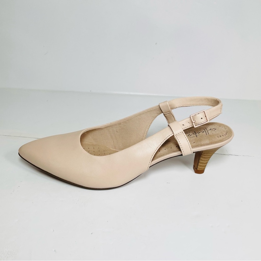 Clarks Linvale Loop Women’s Slingback Pumps Kitten Heels Pointed Toe Size 10M